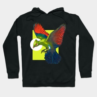 green bird flying Hoodie